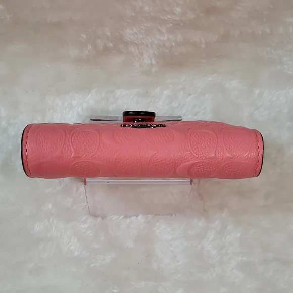 Coach Embossed Leather Medium Corner Zip Barbie Pink Wallet NWOT - Picture 8 of 8
